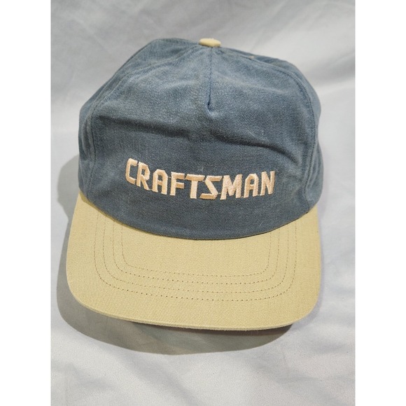 Vintage Craftsman Snapback Trucker‎ Hat Light Blue Combed Cotton Made In USA - Picture 1 of 4